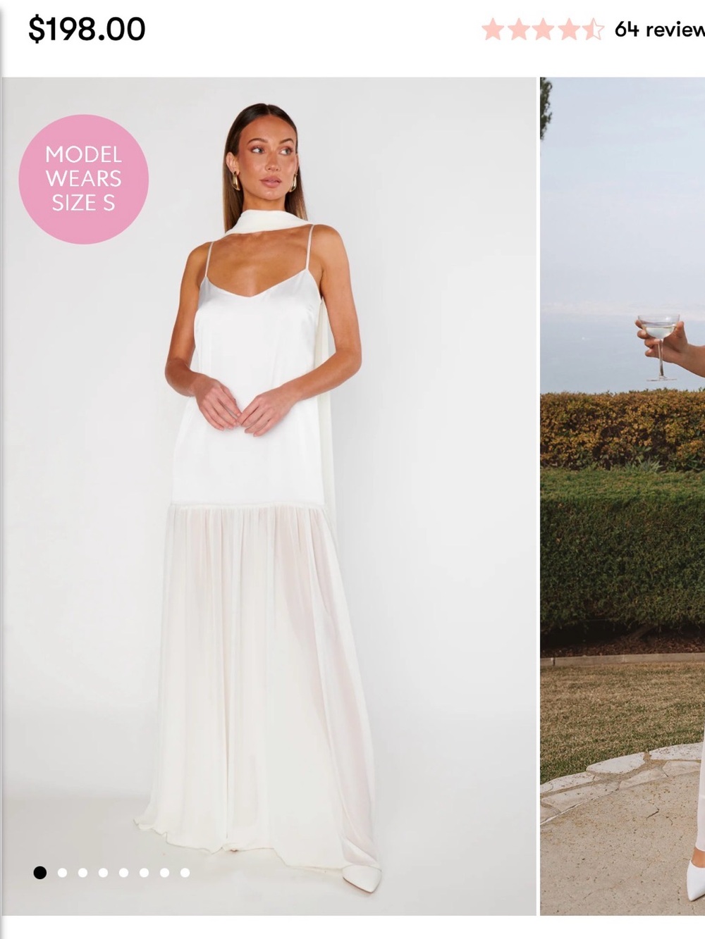 Show Me Your MuMu Satin Ivory Dalia Maxi Dress with Scarf
